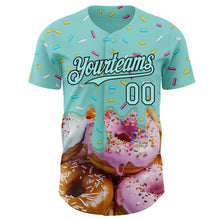 Laden Sie das Bild in den Galerie-Viewer, Custom Ice Blue-Black Ice Cream Donut Foodie Dessert Authentic Baseball Jersey