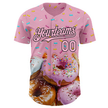 Charger l'image dans la galerie, Custom Light Pink-Black Ice Cream Donut Foodie Dessert Authentic Baseball Jersey