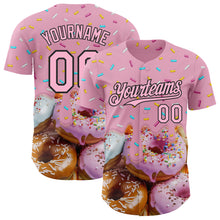 Charger l'image dans la galerie, Custom Light Pink-Black Ice Cream Donut Foodie Dessert Authentic Baseball Jersey