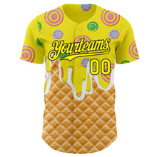 Charger l'image dans la galerie, Custom Light Yellow-Black Ice Cream Waffle Donut Foodie Dessert Authentic Baseball Jersey