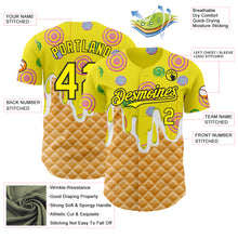 Charger l'image dans la galerie, Custom Light Yellow-Black Ice Cream Waffle Donut Foodie Dessert Authentic Baseball Jersey