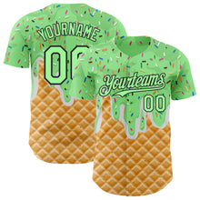 Charger l'image dans la galerie, Custom Pea Green-Black Ice Cream Waffle Foodie Dessert Authentic Baseball Jersey