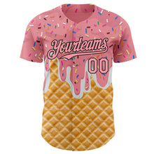 Laden Sie das Bild in den Galerie-Viewer, Custom Medium Pink-Black Ice Cream Waffle Foodie Dessert Authentic Baseball Jersey