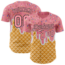 Laden Sie das Bild in den Galerie-Viewer, Custom Medium Pink-Black Ice Cream Waffle Foodie Dessert Authentic Baseball Jersey