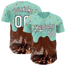 Charger l'image dans la galerie, Custom Ice Blue White-Black Ice Cream Chocolate Foodie Dessert Authentic Baseball Jersey