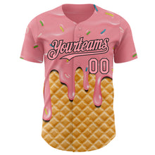 Charger l'image dans la galerie, Custom Medium Pink-Black Ice Cream Waffle Foodie Dessert Authentic Baseball Jersey