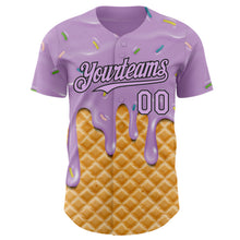 Laden Sie das Bild in den Galerie-Viewer, Custom Light Purple-Black Ice Cream Waffle Foodie Dessert Authentic Baseball Jersey