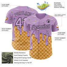 Laden Sie das Bild in den Galerie-Viewer, Custom Light Purple-Black Ice Cream Waffle Foodie Dessert Authentic Baseball Jersey