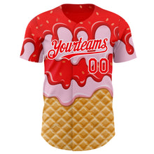 Load image into Gallery viewer, Custom Fire Red-White Ice Cream Waffle Foodie Dessert Authentic Baseball Jersey