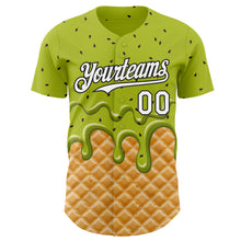 Загрузить изображение в средство просмотра галереи, Custom Neon Green White-Black Ice Cream Waffle Foodie Dessert Authentic Baseball Jersey