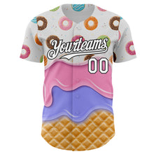 Charger l'image dans la galerie, Custom White-Black Ice Cream Waffle Donut Foodie Dessert Authentic Baseball Jersey