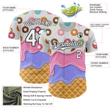 Charger l'image dans la galerie, Custom White-Black Ice Cream Waffle Donut Foodie Dessert Authentic Baseball Jersey
