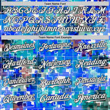 Laden Sie das Bild in den Galerie-Viewer, Custom Electric Blue White-Black Puzzle 3D Pattern Design Authentic Baseball Jersey