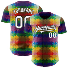 Load image into Gallery viewer, Custom Black-White Puzzle 3D Pattern Design Authentic Baseball Jersey