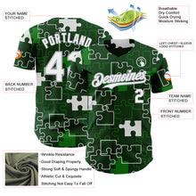 Charger l'image dans la galerie, Custom Green White-Gray Puzzle 3D Pattern Design Authentic Baseball Jersey
