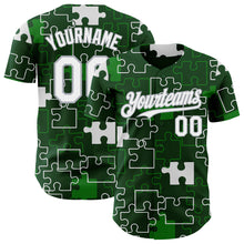 Charger l'image dans la galerie, Custom Green White-Gray Puzzle 3D Pattern Design Authentic Baseball Jersey