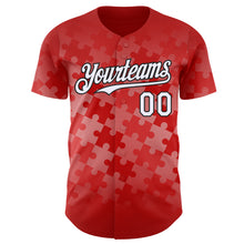 Laden Sie das Bild in den Galerie-Viewer, Custom Red White-Black Puzzle 3D Pattern Design Authentic Baseball Jersey