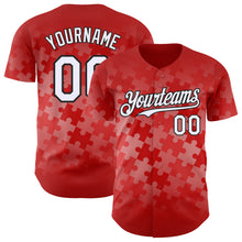 Laden Sie das Bild in den Galerie-Viewer, Custom Red White-Black Puzzle 3D Pattern Design Authentic Baseball Jersey