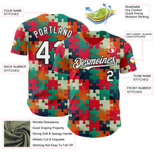 Load image into Gallery viewer, Custom Red White-Black Puzzle 3D Pattern Design Authentic Baseball Jersey