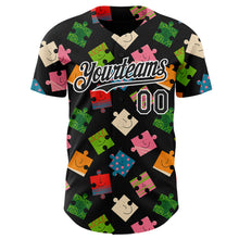 Load image into Gallery viewer, Custom Black-White Puzzle 3D Pattern Design Authentic Baseball Jersey