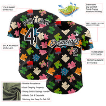 Load image into Gallery viewer, Custom Black-White Puzzle 3D Pattern Design Authentic Baseball Jersey