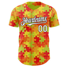 Charger l'image dans la galerie, Custom Green White Red-Black Puzzle 3D Pattern Design Authentic Baseball Jersey