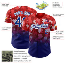 Laden Sie das Bild in den Galerie-Viewer, Custom Red Royal-White Gradient Puzzle 3D Pattern Design Authentic Baseball Jersey