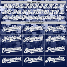 Charger l'image dans la galerie, Custom Blue White Navy-Gray Gradient Puzzle 3D Pattern Design Authentic Baseball Jersey