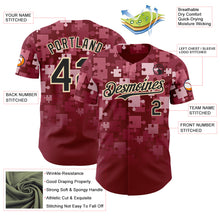 Charger l'image dans la galerie, Custom Crimson Black-Cream Puzzle 3D Pattern Design Authentic Baseball Jersey