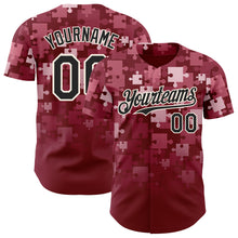 Charger l'image dans la galerie, Custom Crimson Black-Cream Puzzle 3D Pattern Design Authentic Baseball Jersey