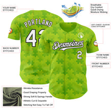 Charger l'image dans la galerie, Custom Neon Green White-Black Puzzle 3D Pattern Design Authentic Baseball Jersey