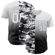 Charger l'image dans la galerie, Custom White Black-Gray Half Camo Ombre Authentic Baseball Jersey