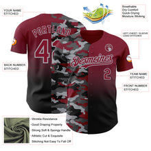 Laden Sie das Bild in den Galerie-Viewer, Custom Crimson Black-Gray Half Camo Ombre Authentic Baseball Jersey
