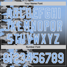 Load image into Gallery viewer, Custom Light Blue Black-White Half Camo Ombre Authentic Baseball Jersey