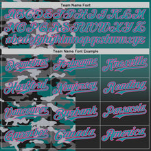 Charger l'image dans la galerie, Custom Teal Black-Pink Half Camo Ombre Authentic Baseball Jersey