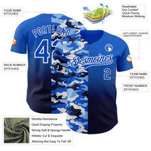 Загрузить изображение в средство просмотра галереи, Custom Thunder Blue Navy-White Half Camo Ombre Authentic Baseball Jersey