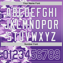 Laden Sie das Bild in den Galerie-Viewer, Custom Medium Purple Purple-White Half Camo Ombre Authentic Baseball Jersey