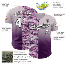 Charger l'image dans la galerie, Custom Gray White Purple-Black Half Camo Ombre Authentic Baseball Jersey