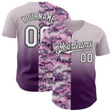 Charger l'image dans la galerie, Custom Gray White Purple-Black Half Camo Ombre Authentic Baseball Jersey