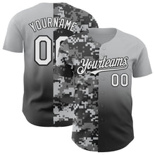Charger l'image dans la galerie, Custom Gray White-Black Half Camo Ombre Authentic Baseball Jersey