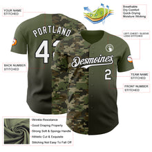 Charger l'image dans la galerie, Custom Olive White-Black Half Camo Ombre Authentic Baseball Jersey