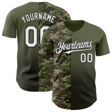 Charger l'image dans la galerie, Custom Olive White-Black Half Camo Ombre Authentic Baseball Jersey