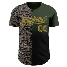 Charger l'image dans la galerie, Custom Olive Black-Old Gold Half Camo Ombre Authentic Baseball Jersey