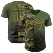 Charger l'image dans la galerie, Custom Olive Black-Old Gold Half Camo Ombre Authentic Baseball Jersey