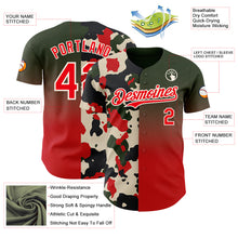 Charger l'image dans la galerie, Custom Black Fire Red-Cream Half Camo Ombre Authentic Baseball Jersey