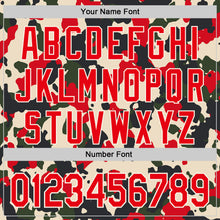 Charger l'image dans la galerie, Custom Black Fire Red-Cream Half Camo Ombre Authentic Baseball Jersey
