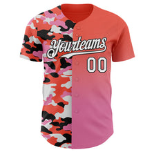 Charger l'image dans la galerie, Custom Orange White Pink-Black Half Camo Ombre Authentic Baseball Jersey