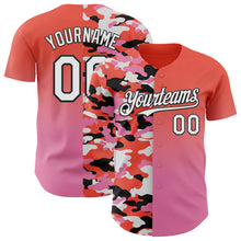 Charger l'image dans la galerie, Custom Orange White Pink-Black Half Camo Ombre Authentic Baseball Jersey