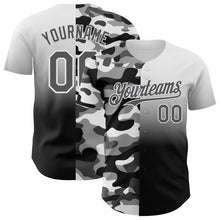Charger l'image dans la galerie, Custom White Steel Gray-Black Half Camo Ombre Authentic Baseball Jersey