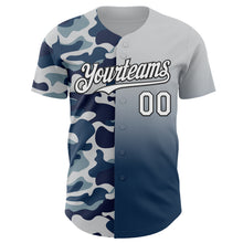 Charger l'image dans la galerie, Custom White Blue-Black Half Camo Ombre Authentic Baseball Jersey